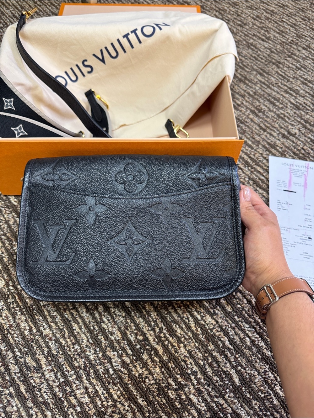 Louis Vuitton Diane Black Monogram Empreinte Crossbody Bag with Gold Hardware - Picture 11 of 13